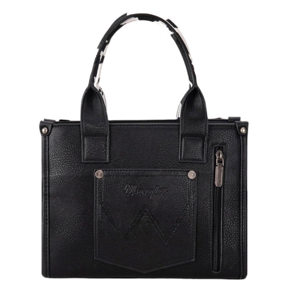 Wrangler Designer Vegan Leather Black Cow Print Crossbody, Tote, Handbag W/Strap - Picture 3 of 7